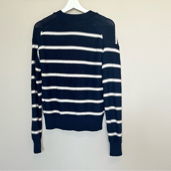 Caslon 100% Pima Cotton knit Button Cardigan Navy & White - Picture 9 of 10